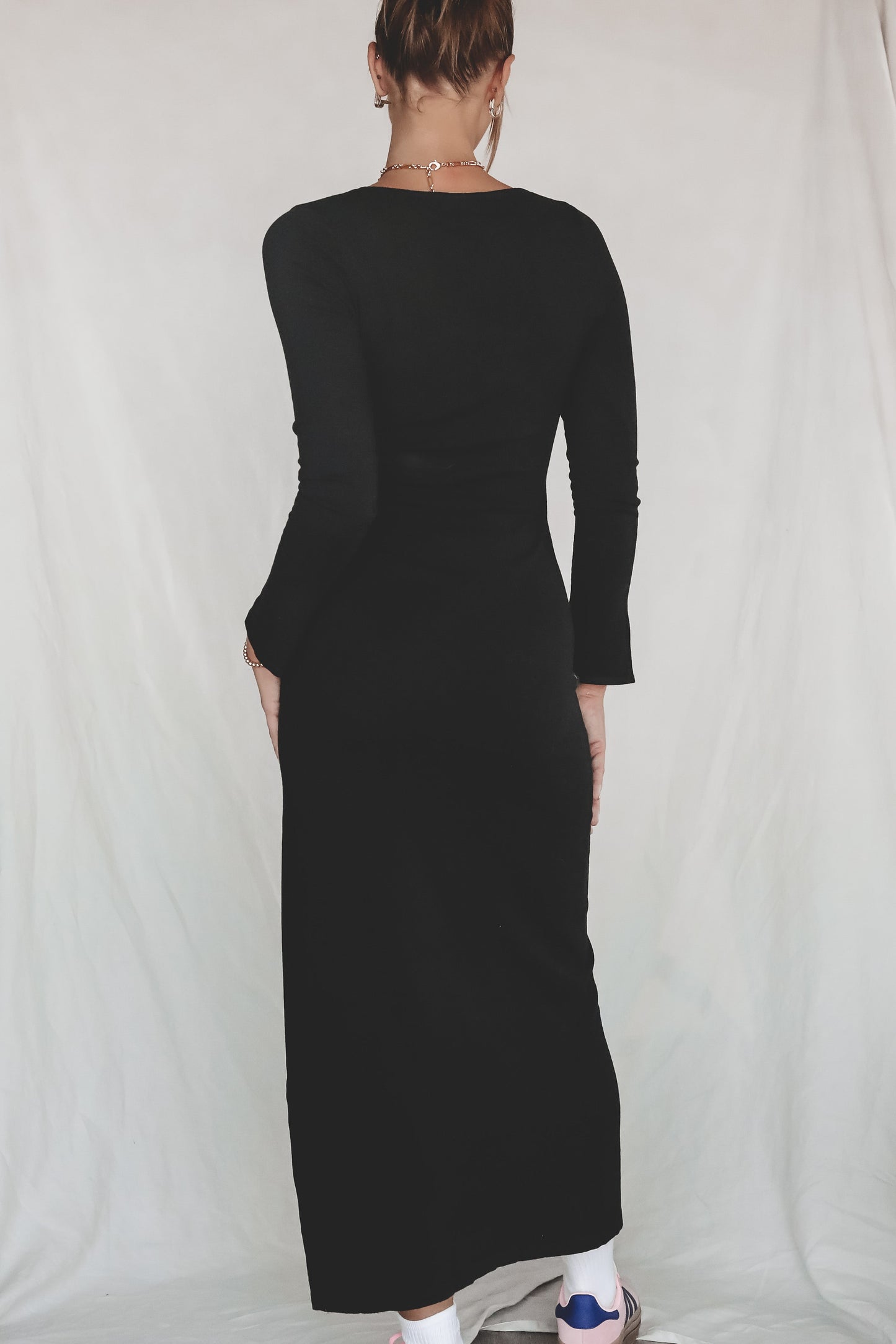 Fall Date Night Long Sleeve Black Maxi Dress